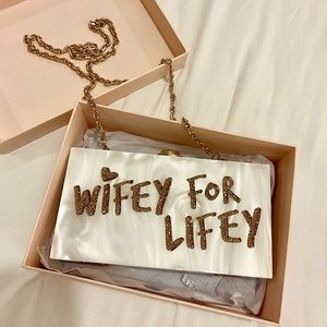 Sophia Webster: Wifey for Lifey bridal clutch, pearlescent
